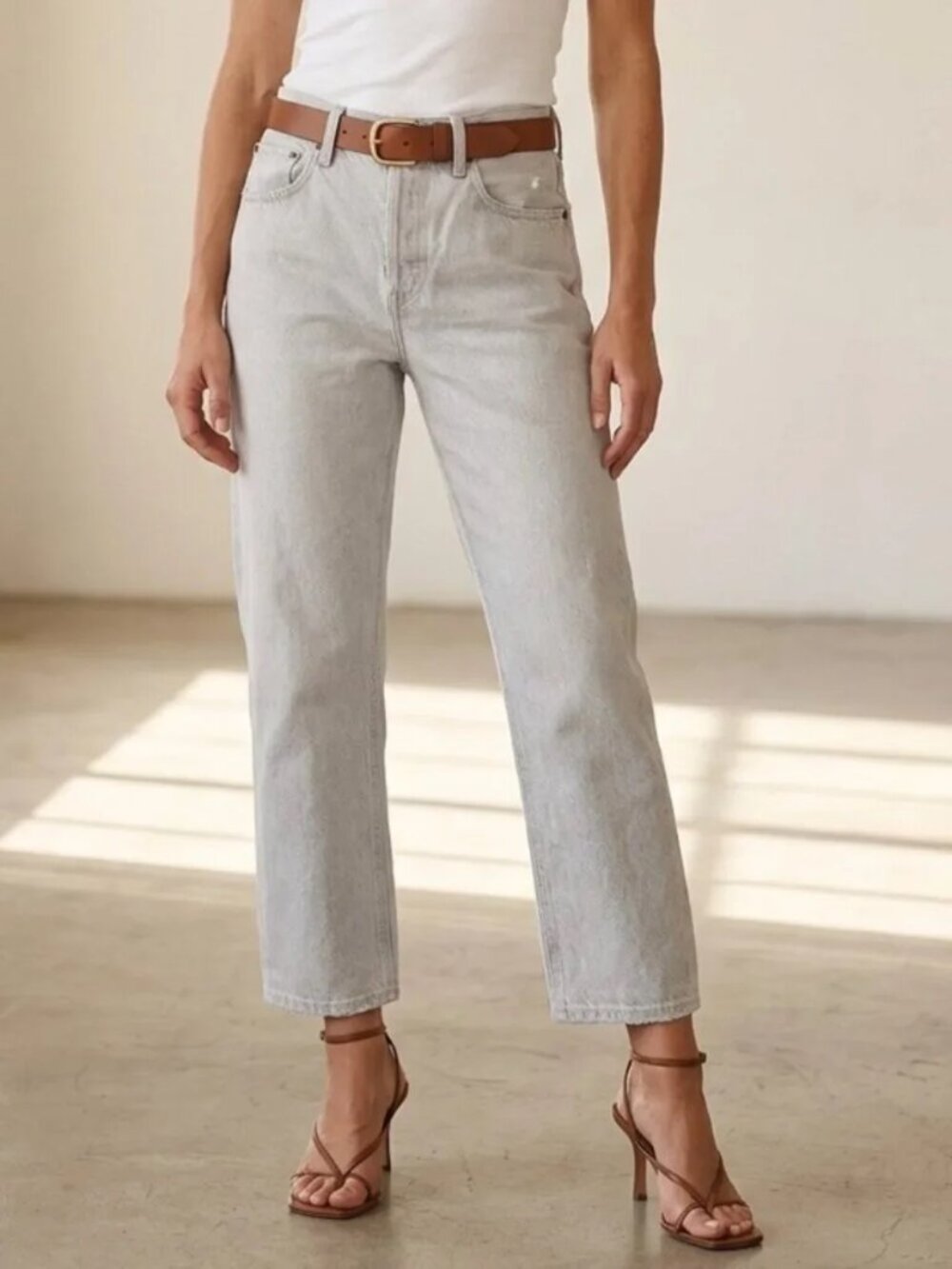NEW $220 AGOLDE PARKER HIGH RISE STRAIGHT LEG JEANS IN SOFT GREY SIZE 27